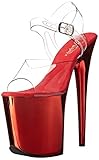  Pleaser Damen FLAMINGO-808 Offene Sandalen Transparent (CLR/Red Chrome) 36 EU
