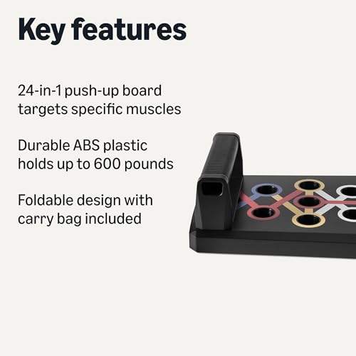 Amazon Basics Push Up Board, Black, 24-in-1 Multi-Position Training System for Upper Body Strength & Muscle Building, Portable Home Gym Equipment view 2