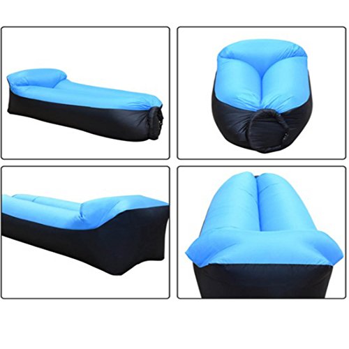 BNY Inflatable Lounger Chair Sofa Bed Air Sofa Sleeping Bag Couch Beans for Bean Bag Chair for Beach Camping Park BBQ Music Festivals (Blue)