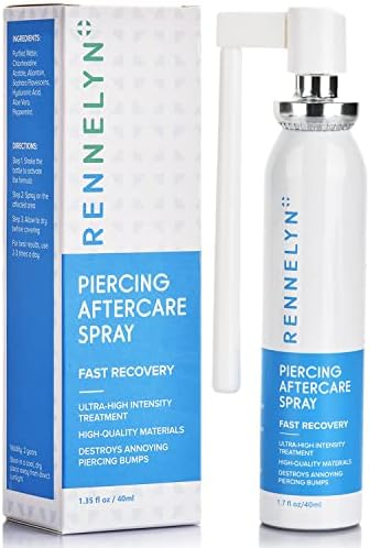 Rennelyn Piercing Aftercare Spray Piercing Cleaning Solution to Shrink Piercing Bumps and Heal New Stretched Piercings Soothing Mist 40ml