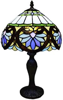 CASPERi Tiffany Style Table Lamp Antique Hand Crafted 10" Dragonfly Shade Stunning Quality Lamp for Bed/Living Room