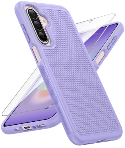 Image of FNTCASE for Samsung Galaxy A27-5G Case: Military Grade Drop Protection Phone Cover, 14ft Drop Tested, Screen Protector Included, Anti-Slip Matte Textured, TPU+PC Dual Layer Shockproof (Light Purple)