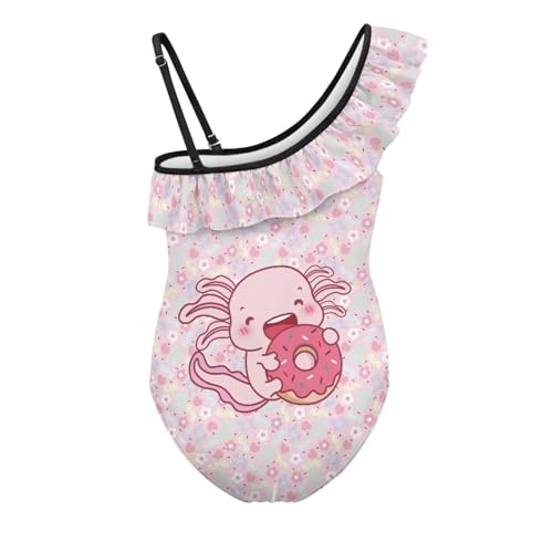 One Piece Swimming Suit for Girls Trendy Summer Bathing Suit with Adjustable Strap One-Shoulder Ruffle Swimwear4