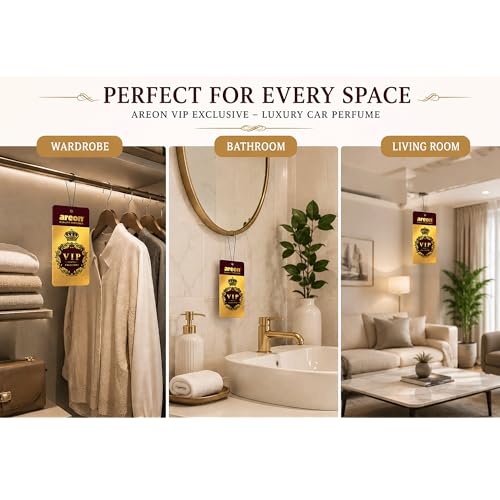 Image of AREON VIP Hanging Car Air Freshener Pack of 3 - Premium Car Perfume with Natural Fragrances, Stylish Hanging Cards Long Lasting Auto Air Freshener for Car, Home, Office & Vehicle Interior - № 1