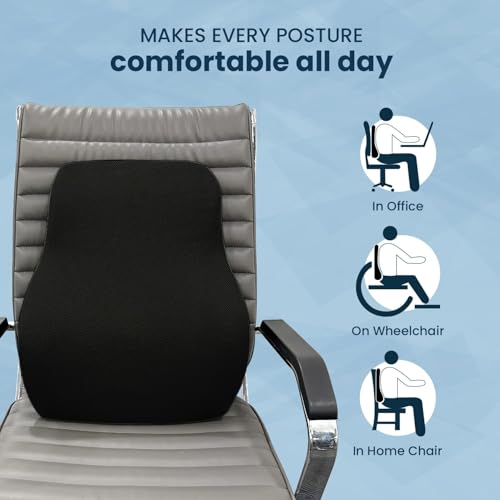 Image of Sleepsia Back Support for Office Chair with 1 Year Warranty Lumbar Support Pillow for Office Chair for Back Pain, Car Seat, Memory Foam (Black /Grey Lumbar Back Support (Gel Infused))