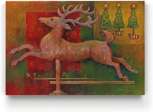 Renditions Gallery Gallery Wrapped Canvas Christmas Wall Art Print for Holiday Decor, 32x48, Deer