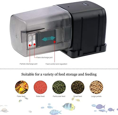 Coolty Automatic Fish Feeder, 165ml -170ml Auto Fish Food Dispenser Aquariums Fish Tank Adjustable Timer for Holiday Vacation Weekend