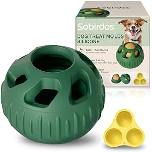 Sobirdos 2pcs Jouets à mâcher pour Chiens avec Moule à Plateau en Silicone,Moules à friandises pour Chiens en Silicone, Jouet pour Chien en Caoutchouc remplissable congelable,