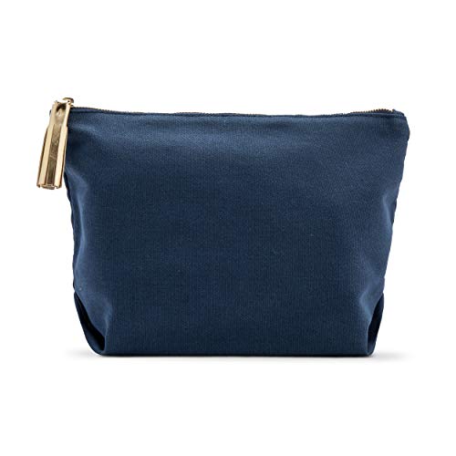 WEDDINGSTAR Large Canvas Makeup Bag Navy Blue