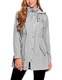 ZHENWEI Womens Lightweight Hooded Waterproof Active Outdoor Rain Jacket Gray M