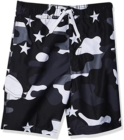 Kanu Surf Boys' Avalon Quick Dry UPF 50+ Beach Swim Trunk, Camo Flag Black, Small (8)