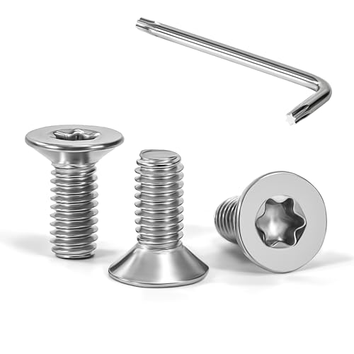 Tunejoy Tornillos de Cabeza Avellanada Torx M4 x 10 mm Tornillo Avellanado Mecánico de Acero Inoxidable A2 V2A con T20 llave Rosca Completa 30 Piezas