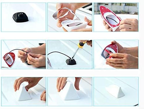 Miniatura 7 de idain Antena funcional montada en techo universal para coche, antena de señal de aleta de tiburón, rojo