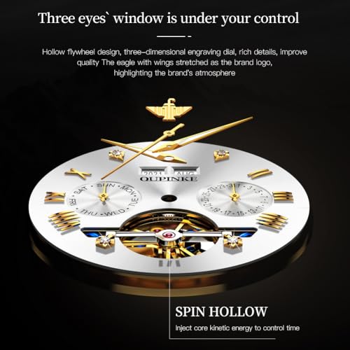 Image of OLEVS Couple Pair Watches Set Automatic Mechanical Self Winding Dress Matching Watch for His and Hers Valentines Day Gifts