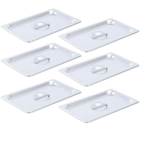 Aplancee 6Pcs Steam Table Pan Lid of Stainless Steel with Handle 1/3 Size for Food Cover