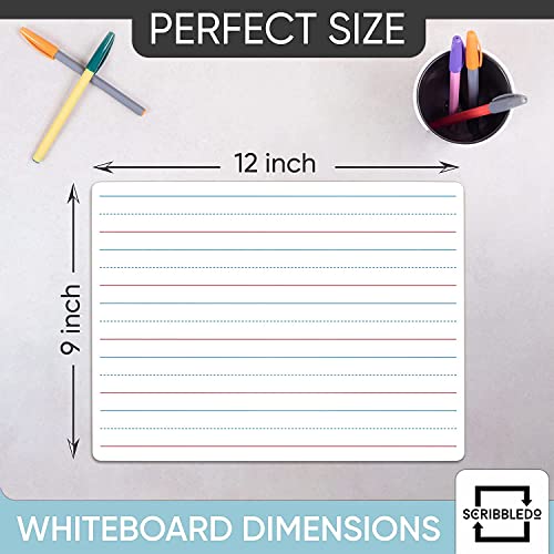 24 Pack Double Sided Whiteboard Lined Dry Erase Board For Kids Ruled Writing Board Handwriting Practice For Kids - Small White Board Dry Erase Board 9X12 Dry Erase Board With Lines #TOP2