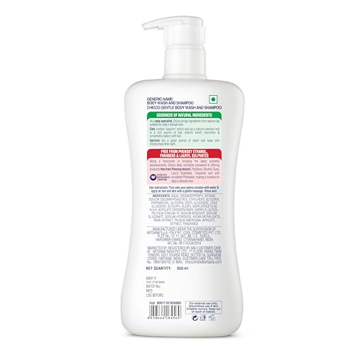 Image of Chicco Baby Moments Gentle Bodywash & Shampoo with Oats Extracts & Apricot, 650ml | Head-to-Toe | No Tears Formula | Moisturized Skin & Hair | Dermatologically Tested | Parabens & Phenoxyethanol Free