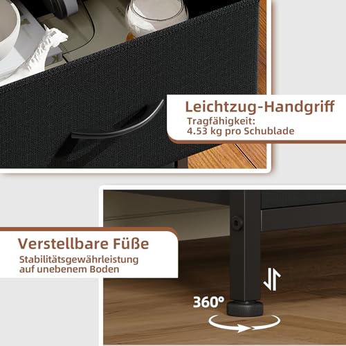 Somdot Kommode mit Schubladen, Schlafzimmer, 4 Schubladen, Schwarz Braun – Ansicht 7