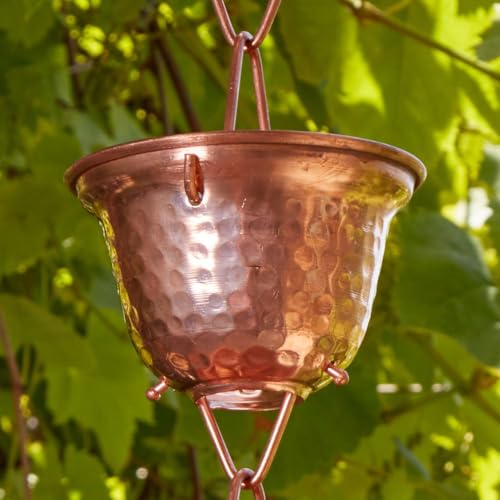Gold & Garden Rain Chains for Gutters Copper 16 Cups 8ft Long