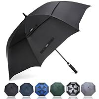 G4Free 47/54/58/62/68 Inch Automatic Open Golf Umbrella Extra Large Oversize Double Canopy Vented Windproof Waterproof Stick Umbrellas (Black, 47 inch)