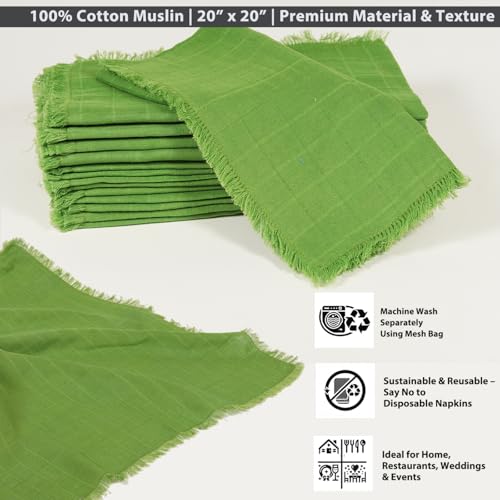 Servilletas de muselina de algodon de 20x20 in para vestir tus mesas de comedor diarias 5