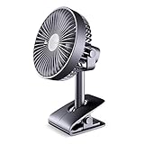 Clip-in pequeño portátil portátil Personal Ultra silencioso 4000mAh sillaro Recargable USB Cochecito 4 velocidades 360 Grados Ajustable Ciclo de Aire Acondicionado Ventilador eléctrico (Negro)