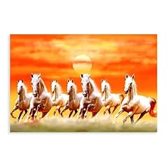 Seven Lucky Running Wild Horses Wall Art Animal Posters 7 Horses Running Painting 04