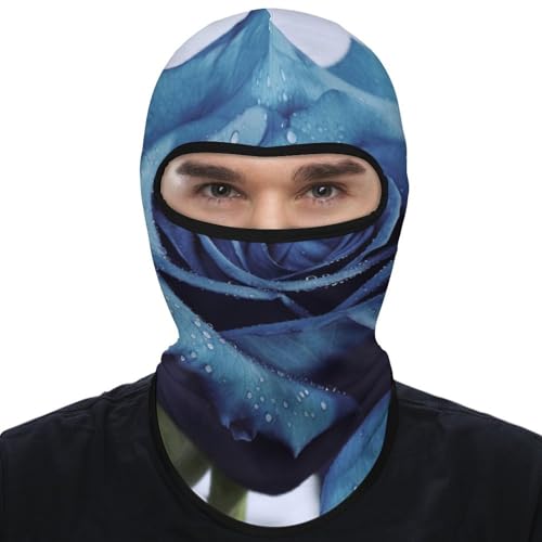 Balaclava para hombre, máscara para esquí y ciclismo, color azul con flores rosas, cobertura facial para invierno miniatura 7