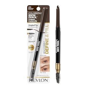 Revlon ColorStay Eyebrow Pencil with Spoolie Brush, Waterproof, Hair-Like Strokes for Natural Looking Brows, 220 Dark Brown, 0.021 oz