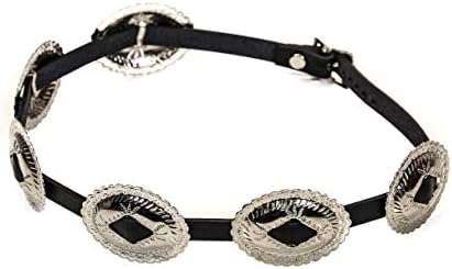 Funk Plus Hat Band Oval Concho Genuine Leather USA Made for Tophat Slash Hat Cowboy Steampunk Cosplay Black