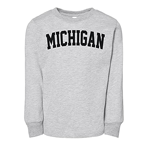 Michigan College Style Toddler Kids Long Sleeve T-Shirt 5T Heather Grey