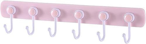 Miniatura 9 de Perchero de pared para niños, ganchos adhesivos de pared con 6 ganchos giratorios para colgar ropa, toallas de cocina, perchas decorativas rosas
