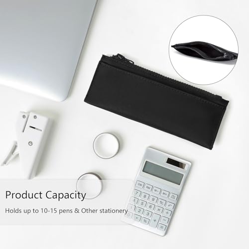 Image of Pencil Pouch for Teens School Office Supplies Pencil Case Cosmetic Bag Zipper (Black)