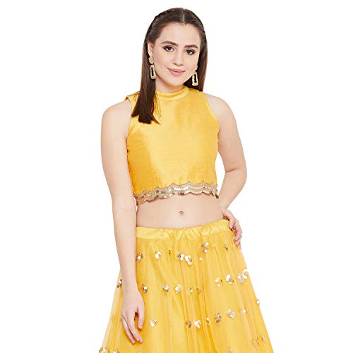 Image of studio rasa Women's Dupion Sequin Embellished Crop Top for Wedding Festive