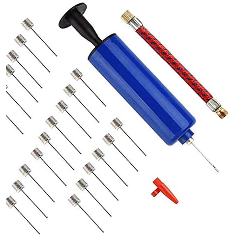 Jicyor Inflator Ball Pump, Portable Ball Pump +20pcs Ball Pump Kit with Needle Stainless Steel Inflation Valve Adaptor for Basketball Soccer Football Volleyball Rugby Balloons Cover