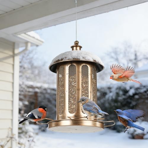IWNTWY Bird Feeder, Large Capacity Bird Feeders for Outdoor Hanging, Heavy Duty Metal Wild Birdfeeder for Outside Garden Yard Decor, Retro Lantern Shape by IWNTWY - Image 7