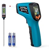 Tilswall Thermomètre Infrarouge Laser Numérique Sans Contact,  50°C ~ 600°C( 58°F ~ 1112°F), Emissivité Réglable, Idéal pour Cuisine, Barbecue, Four, Frigo Professionnel, Pizza, Viande