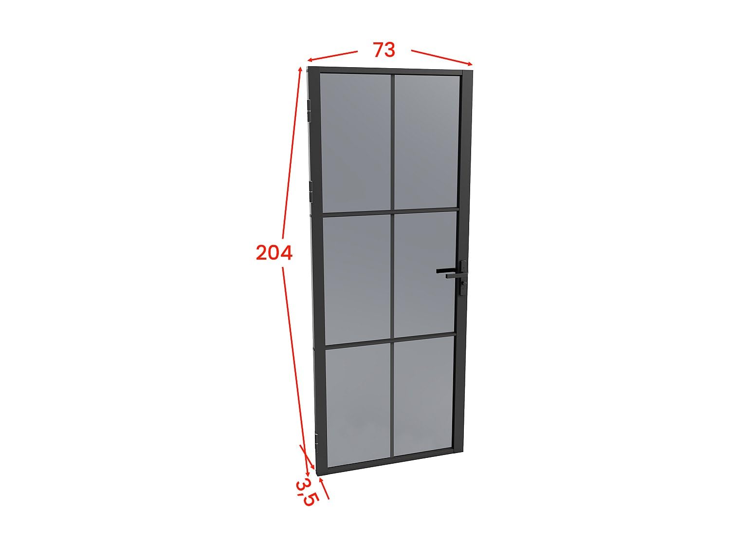 Vente-unique Juego de puerta reversible - aluminio y cristal templado - 204 x 73 cm - negro - SEROTO