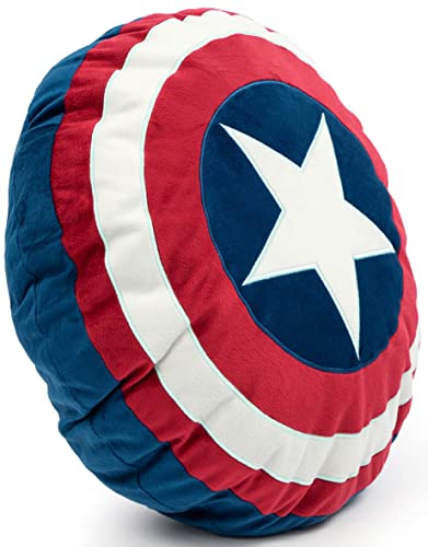 Image of Jay Franco Marvel Avengers Captain America's Shield Shaped Decorative Pillow - Kids Super Soft Throw Plush Pillow - Measures 16 Inches (Official Marvel Product)
