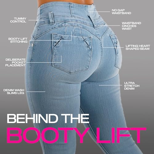 Image of Moda Xpress Women's Butt Lifting High Waisted Bootcut Jeans - Stretchy, Comfortable Flare Jeans in Junior Size Vintage Style