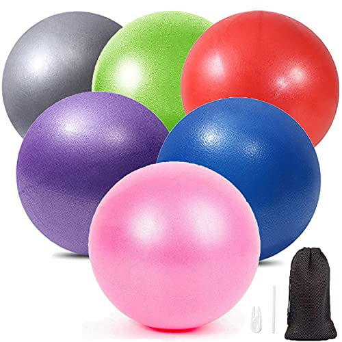 6 Pcs Pilates Exercise Ball Mini 9 Inch Yoga Ball,Barre Ball,Small Bender Ball,Workout Fitness Ball,Balance Ball,Physical Therapy Ball,Squishy Balls,Improves Stability,Core Training Equipment for Home