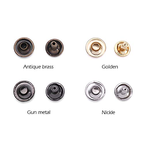 Wuta Double Cap Rivet Pure Copper Brass Round Stud Spike Collision Nail Decorative Rivet For Clothes Bag Shoes Belt 10Mm (2/5") Pack Of 50 Sets,Bronze #TOP1