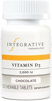 Integrative Therapeutics Vitamin D3 2,000 IU - Vitamin D for Bone Health* - Supports a Healthy Immune System* - Gluten-Free & Dairy-Free - Chocolate Favored, 120 Chewable Tablets 120 Servings