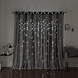 Aurora Home Star Punch Tulle Overlay Blackout Curtain Panel Pair Dark Grey 52' W x 84' L 84 Inches