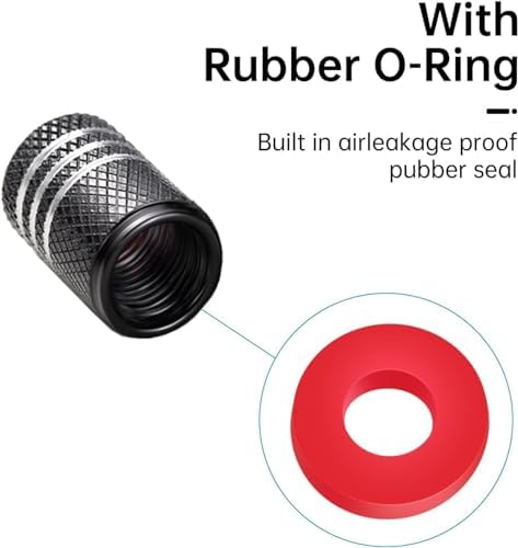Tire Valve Stem Caps for Audi S3 A3 RS3 A4 A5 A6 A7 RS7 A8 Q3 Q5 Q7 R8 Metal Car Wheel Air caps Auto Valve Stem Caps Accessories 4 Pcs Black - 4