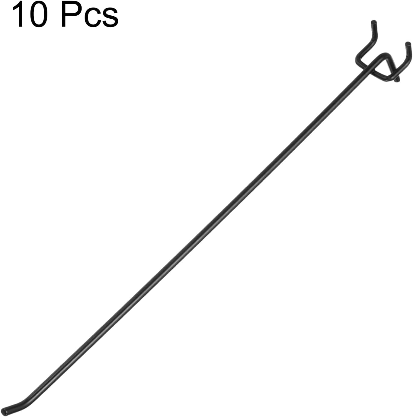 10 Pieces Pegboard Hooks 12" Stainless Steel Display Hooks Hanging Wall Bracket for Organizing for Bench Garage Kitchen Shop Black