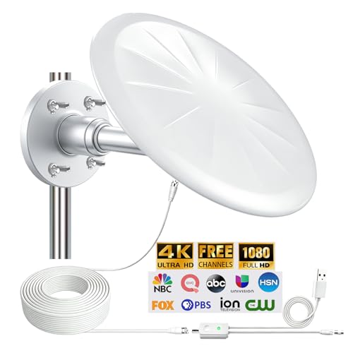 Image of Outdoor TV Antenna for Digital TV, 720 Long Range Omni Directional Reception Digital HD Antenna Signal, with Super Signal Booster, 35ft HDTV Cable, for Attic /Camping /RV /Boat, 2026 Latest, White
