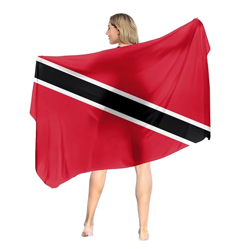 Tienchin Trinidad and Tobago Flag Bathing Suit Cover Up for Women Beach Sarong Wraps for Women