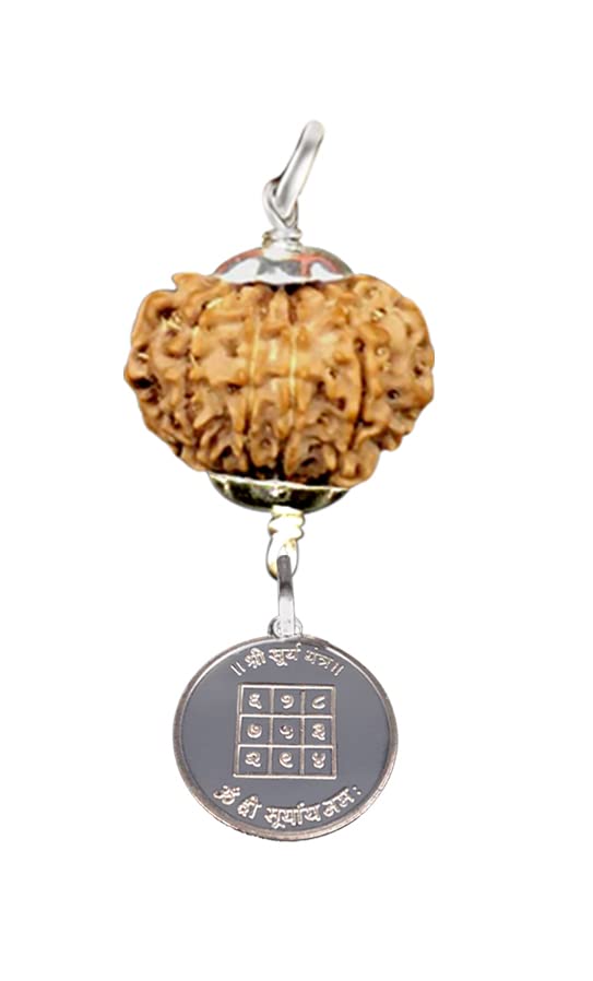 Colgante 12 Mukhi Nepal Rudraksha contra el estrés con Yantra plateado