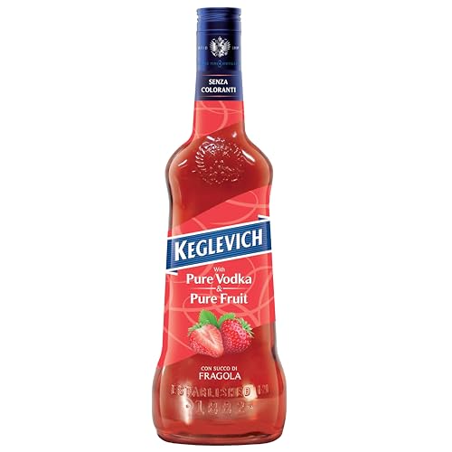 Keglevich Vodka FRAGOLA Pure Fruit Erdbeere aus Italien | 6fach destillierter Weizen-Vodka Mischgetränk | 100% Fruchtsaft | Ohne künstlichen Farbstoffen | 18% Vol | 1 x 0,7l Die Nr. 1 aus Italien